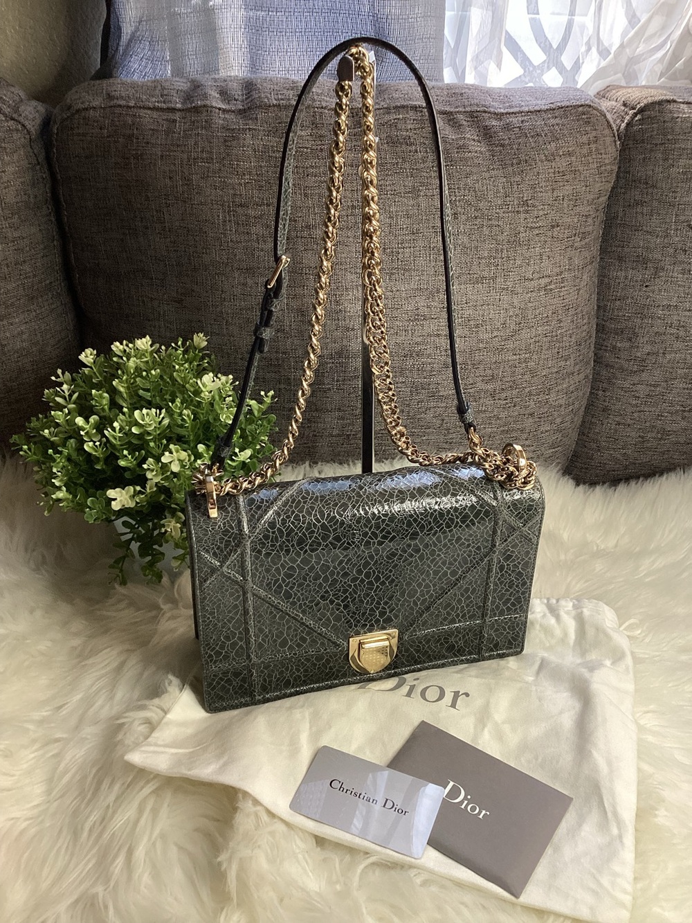 Christian Dior Diorama Flap Bag Crackled Deerskin